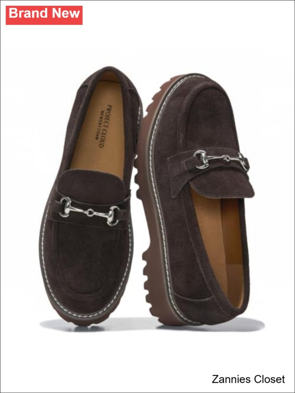 ✨ Project Cloud 100% Genuine Leather Loafers for Women Horsebit Slip-On Shoes